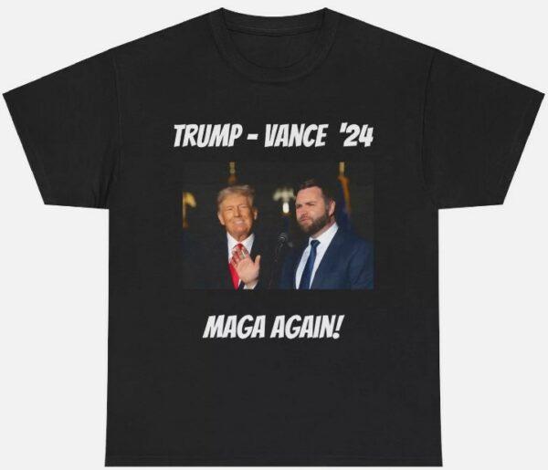 Donald Trump & J.D. Vance 2024 Election Campaign T-Shirt - MAGA Hat & Thumbs Up1