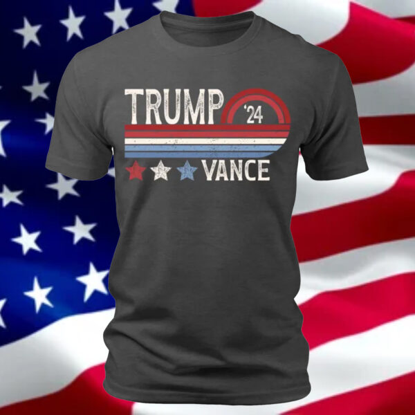 Men's Trump Vance 2024 Retro T-Shirts Short Patriotic Sleeve Crewneck Graphic Tees, Gifts for Him, Political Shirts, Trump Shirts, USA Shirt1