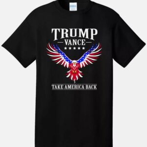 TRUMP VANCE America Eagle Black Tee T-Shirt MAGA 2024 Election Republican