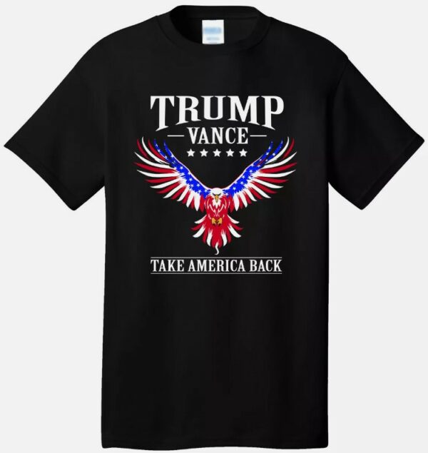 TRUMP VANCE America Eagle Black Tee T-Shirt MAGA 2024 Election Republican