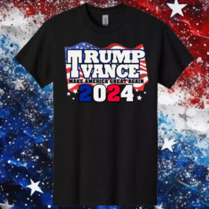 TRUMP VANCE Make America Great Again Flag Black T-Shirt 2024 Election Republican2