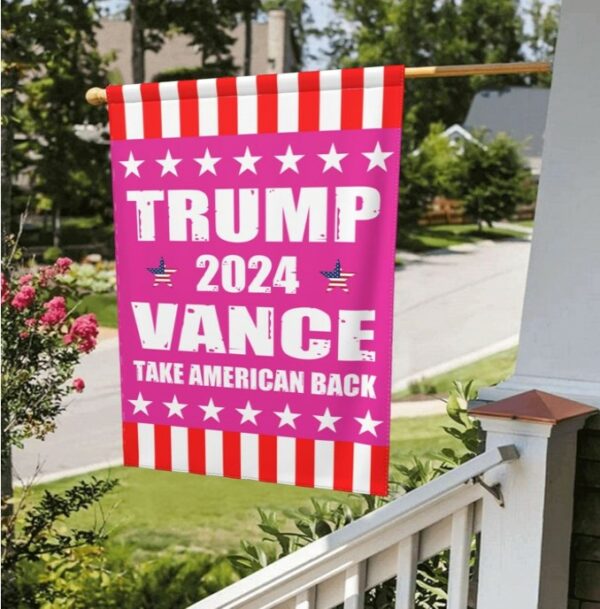 Trump-Vance 2024 Garden Flag,Donald Trump 2024 President J D-Vance Ake Save American Back Double Sided Garden Flag House38