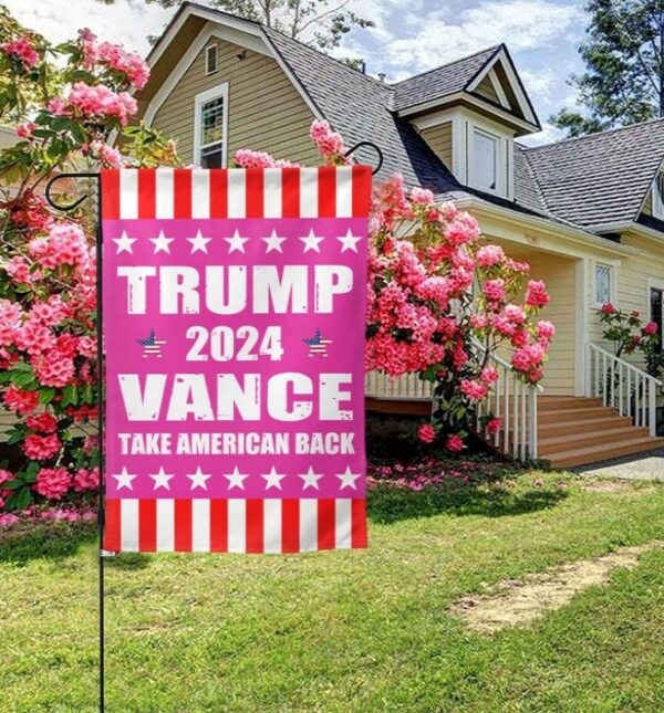 Trump-Vance 2024 Garden Flag,Donald Trump 2024 President J D-Vance Ake Save American Back Double Sided Garden Flag House41