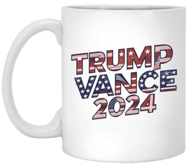 Trump Vance 2024 Mug, Political Campaign Mug, Patriotic Gift for Supporters, Election Year Souvenir, American Flag Design