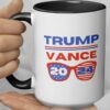 Trump Vance 2024 Presidential Election Sunglasses Coffee or Tea Mug with Color Inside 15 oz. or 11 oz., Red or Black Stars Stripes