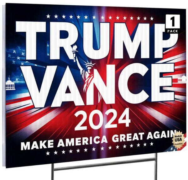 Trump Vance 2024 Make America Great Again Yard Sign with Stakes, Double Sided Political Yard Sign for Republican Party (Design 1)