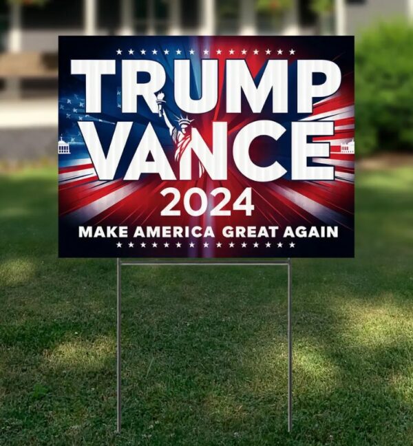 Trump Vance 2024 Make America Great Again Yard Sign with Stakes, Double Sided Political Yard Sign for Republican Party (Design 1)3