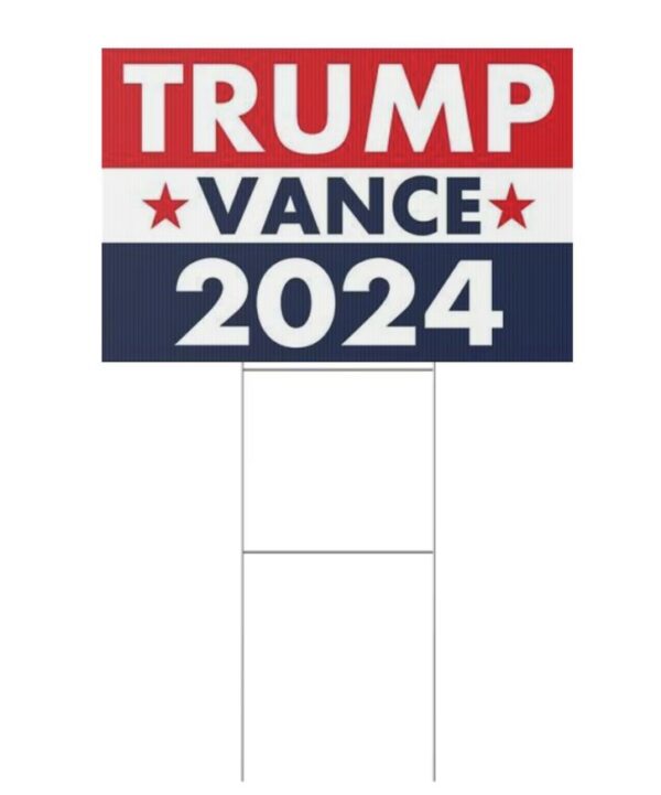 Trump Vance 2024 Yard Sign, 18 x 12 or a Large 36 x 24 Horizontal, Double-Sided Sign, Metal H-Stake. Pick your size when ordering.1