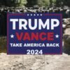 Trump Vance 2024 Yard Sign - Coroplast American Flag Donald Trump For President 2024, Take America Back Yard Sign with Metal H-Stake