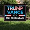 Trump Vance 2024 Yard Sign - Coroplast American Flag Donald Trump For President 2024, Take America Back Yard Sign with Metal H-Stake