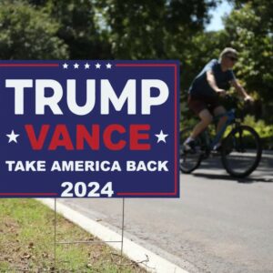 Trump Vance 2024 Yard Sign - Coroplast American Flag Donald Trump For President 2024, Take America Back Yard Sign with Metal H-Stake2