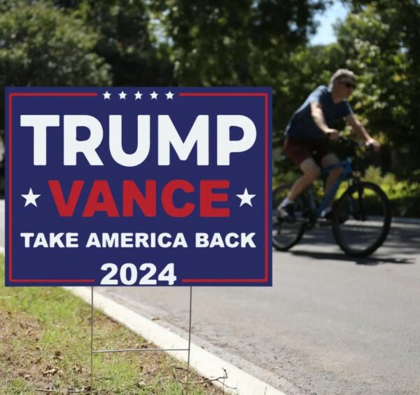 Trump Vance 2024 Yard Sign - Coroplast American Flag Donald Trump For President 2024, Take America Back Yard Sign with Metal H-Stake2