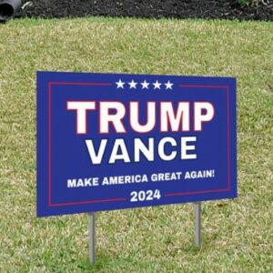 Trump Vance 2024 Yard Sign, Donald Trump President JD Vance, 18 x 12 Double-Sided Outside Lawn Decoration, Metal Stake Included, USA MADE1