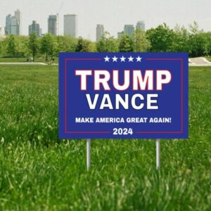 Trump Vance 2024 Yard Sign, Donald Trump President JD Vance, 18 x 12 Double-Sided Outside Lawn Decoration, Metal Stake Included, USA MADE3