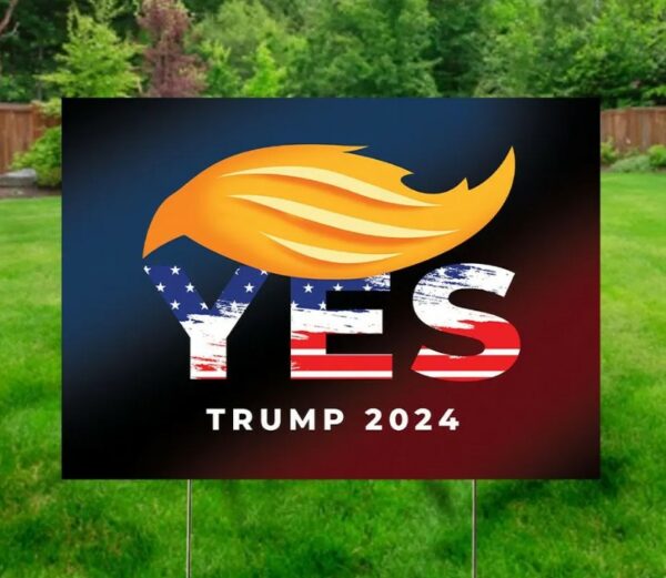 Yes Trump Vance 2024 Yard Sign - Coroplast American Flag Donald Trump For President 2024, Take America Back Yard Sign with Metal H-Stake