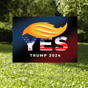 Yes Trump Vance 2024 Yard Sign - Coroplast American Flag Donald Trump For President 2024, Take America Back Yard Sign with Metal H-Stake1