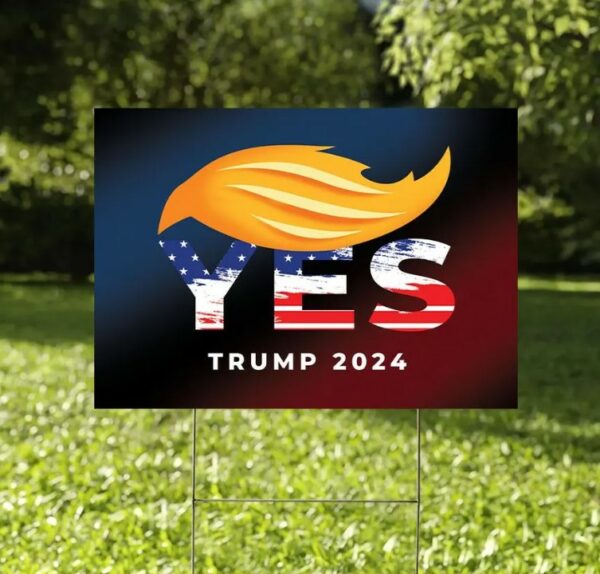 Yes Trump Vance 2024 Yard Sign - Coroplast American Flag Donald Trump For President 2024, Take America Back Yard Sign with Metal H-Stake1