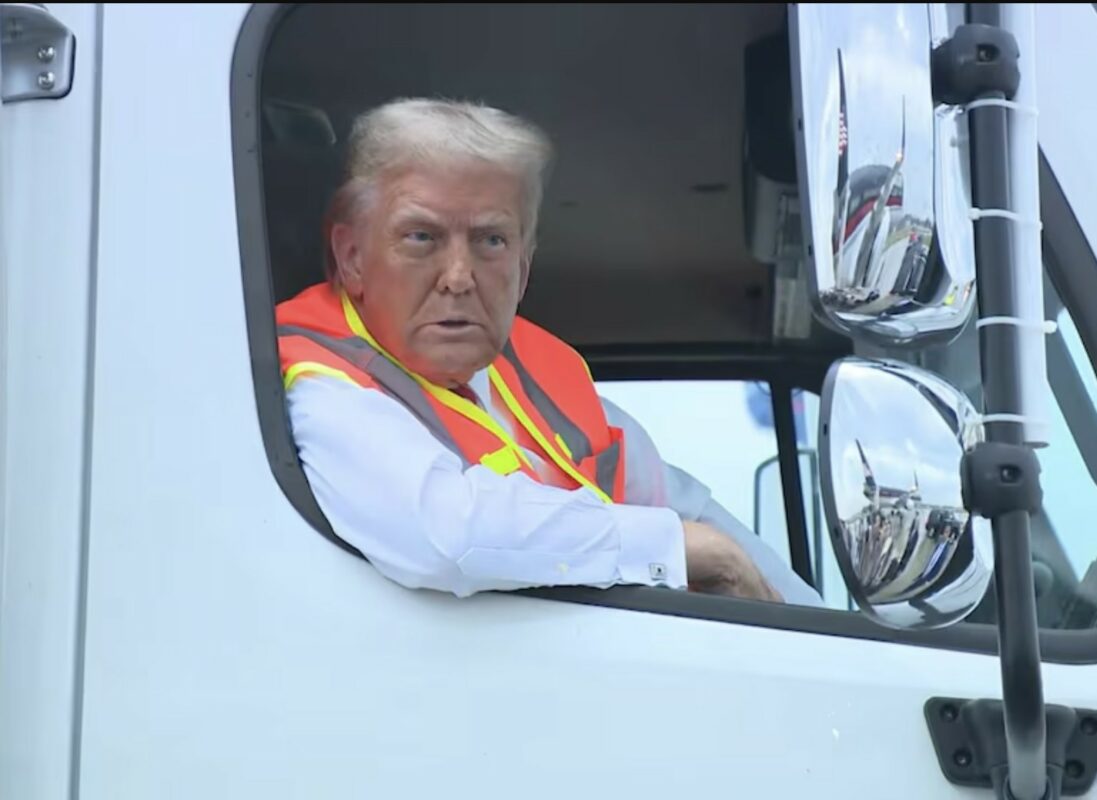 Billionaire Trump Awkwardly Dresses Up as a Garbage Truck Driver US