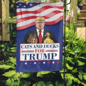 Cat And Duck For Trump Flag, Funny Trump 2024 Flag, Republican Yard Flag, Voting for Trump, Trump Supporter Garden Outside Flag1