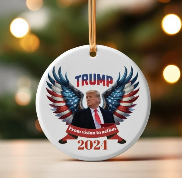 Christmas Tree Decor, Donald Trump for president 2024, Political Trends, Ceramic Ornament, Holiday Gift for her of Him.