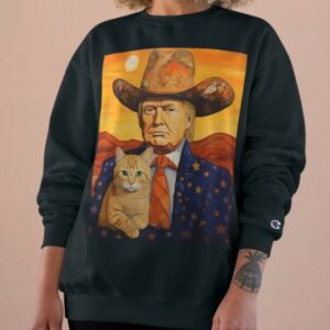 Cowboy Trump With a Cat T-shirt - Funny Trump Shirt - Donald Trump Shirts - Funny Cat Shirts - Sarcastic Gift For Trump and Cat Lovers1