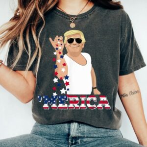 Custom Trump 'Merica T-shirt, Trump Bae Funny 4th of July Shirt, Trump Salt 4th Of July Shirt, Salt Bae Style Funny 4th of July Trump Tee