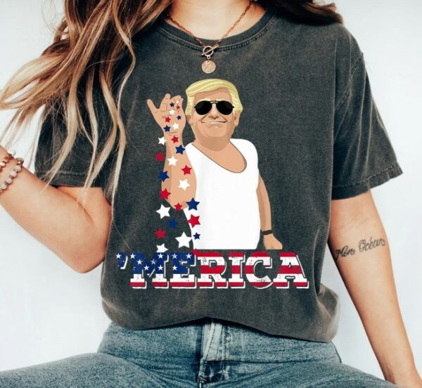 Custom Trump 'Merica T-shirt, Trump Bae Funny 4th of July Shirt, Trump Salt 4th Of July Shirt, Salt Bae Style Funny 4th of July Trump Tee