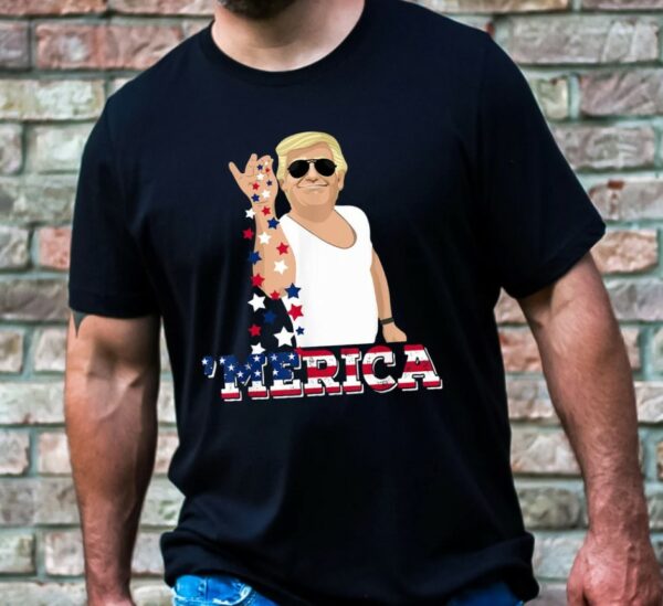 Custom Trump 'Merica T-shirt, Trump Bae Funny 4th of July Shirt, Trump Salt 4th Of July Shirt, Salt Bae Style Funny 4th of July Trump Tee2