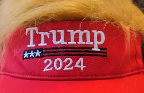 Donald Trump 2024 MAGA Hat with Wig Gift, Trump Hair Hat, Trump Halloween Costume. Trump Presidential 2024 Bling Gift. US President Election