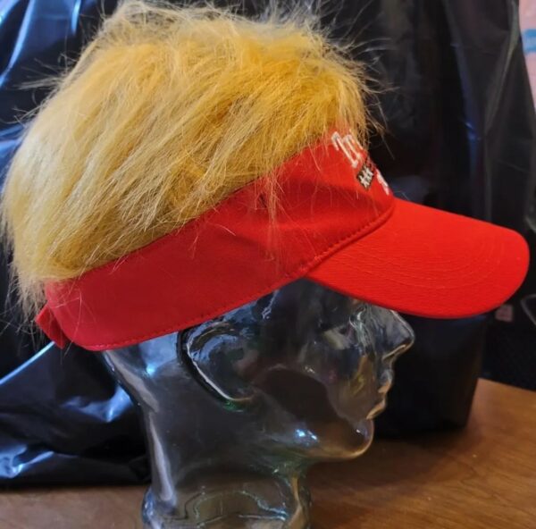 Donald Trump 2024 MAGA Hat with Wig Gift, Trump Hair Hat, Trump Halloween Costume. Trump Presidential 2024 Bling Gift. US President Election1