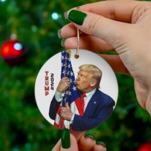 Donald Trump Christmas Ornament, Trump 2024 Ornament, MAGA Ornament, USA flag and Trump, Patriotic Gifts, Republican Gifts