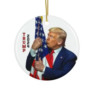 Donald Trump Christmas Ornament, Trump 2024 Ornament, MAGA Ornament, USA flag and Trump, Patriotic Gifts, Republican Gifts1