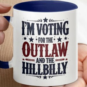 Donald Trump Mug I'm Voting for the Outlaw and the Hillbilly Trump Vance 2024 Political Election Drinkware, Patriotic Gift, Conservative Mug1