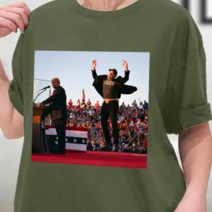 Elon Musk Is Literally Jumping For Joy To Support Donald Trump Shirt, Elon musk supports Trump, Dark MAGA Rally Shirt, Sweatshirt, Hoodie2