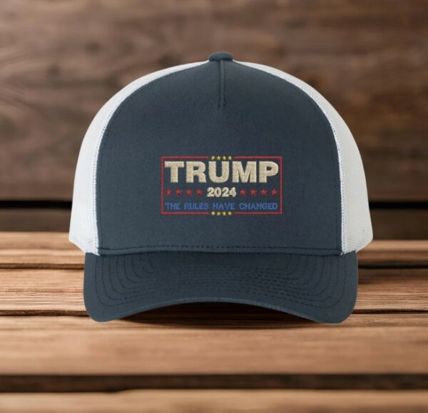 Embroidered Trump 2024 Hat, The Rules Have Changed Cap, Trump 2024 Trucker Hat, Trump 2024 Hat, Trump Trucker Hat, Adjustable Trump Cap2