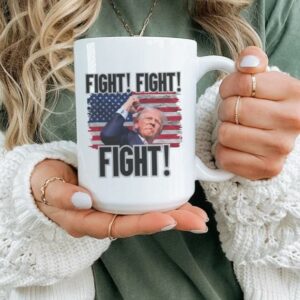 Fight Fight Fight Trump Mug 2024 Conservative Gift Ideas - America First USA - 11 oz or 15 oz Coffee Cup - Design on Both Sides2