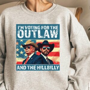 I’m Voting for the Outlaw Hillbilly 2024 T-Shirt, Trump Vance Shirt, Patriotic Election Tee, Retro Political Graphic, USA Flag, Maga Shirt