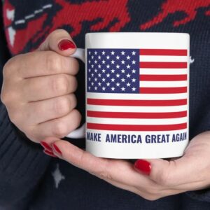 MAGA Ceramic Mug, (11oz, 15oz), American flag mug, Patriotic mug, Trump 2024, MAGA mug, Cool coffee mug, Trump mug, Flag mug, US Flag mug