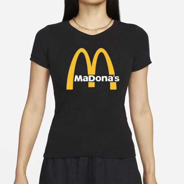 Madona's T-Shirt - Hispanic Inspired McDonald's Parody, Whimsical Logo Tee