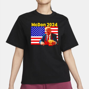 McDonald’s Donald Trump French fry cooking fries McDon 2024 flag shirt2