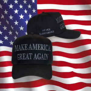 Never Surrender Black MAGA Hat for Patriots