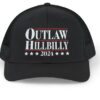 Outlaw Hillbilly 2024 Hat, Outlaw Hillbilly Embroidered Trucker Hat, Embroidered Trump Hat, Trump Trucker Hat, I'm Voting for the Outlaw