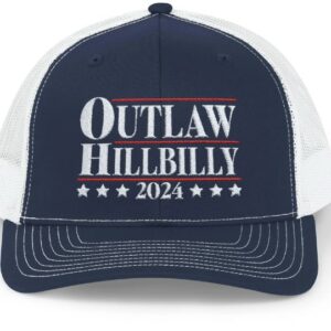 Outlaw Hillbilly 2024 Hat, Outlaw Hillbilly Embroidered Trucker Hat, Embroidered Trump Hat, Trump Trucker Hat, I'm Voting for the Outlaw1