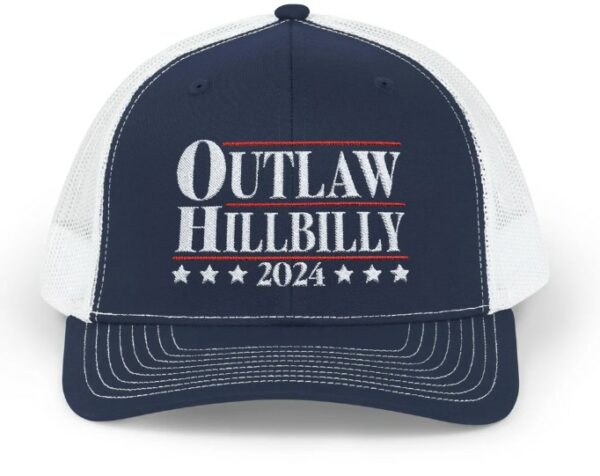 Outlaw Hillbilly 2024 Hat, Outlaw Hillbilly Embroidered Trucker Hat, Embroidered Trump Hat, Trump Trucker Hat, I'm Voting for the Outlaw1