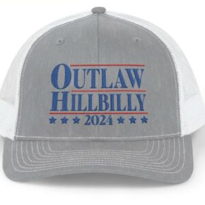 Outlaw Hillbilly 2024 Hat, Outlaw Hillbilly Embroidered Trucker Hat, Embroidered Trump Hat, Trump Trucker Hat, I'm Voting for the Outlaw2