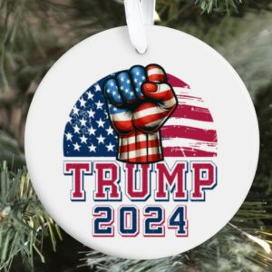 Patriotic American Fist Flag Ornament Gift, Trump Fist Flag 2024 Keepsake Gift Ornament, Election 2024 Gift Ornaments with the Fist USA Flag