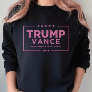 Pink Trump Vance 2024 Sweatshirt, 24 President Election Sweater, American Patriot Crew Neck for Conservative Women, MAGA Republican Gifts2