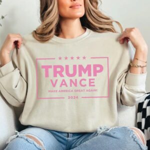 Pink Trump Vance 2024 Sweatshirt, 24 President Election Sweater, American Patriot Crew Neck for Conservative Women, MAGA Republican Gifts3