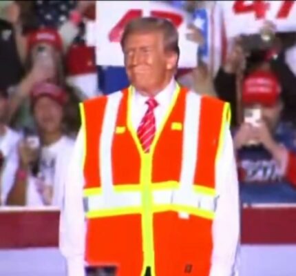 President Trump Rocks Garbage Man Attire at Rally, Winning Hearts and Laughs Pro