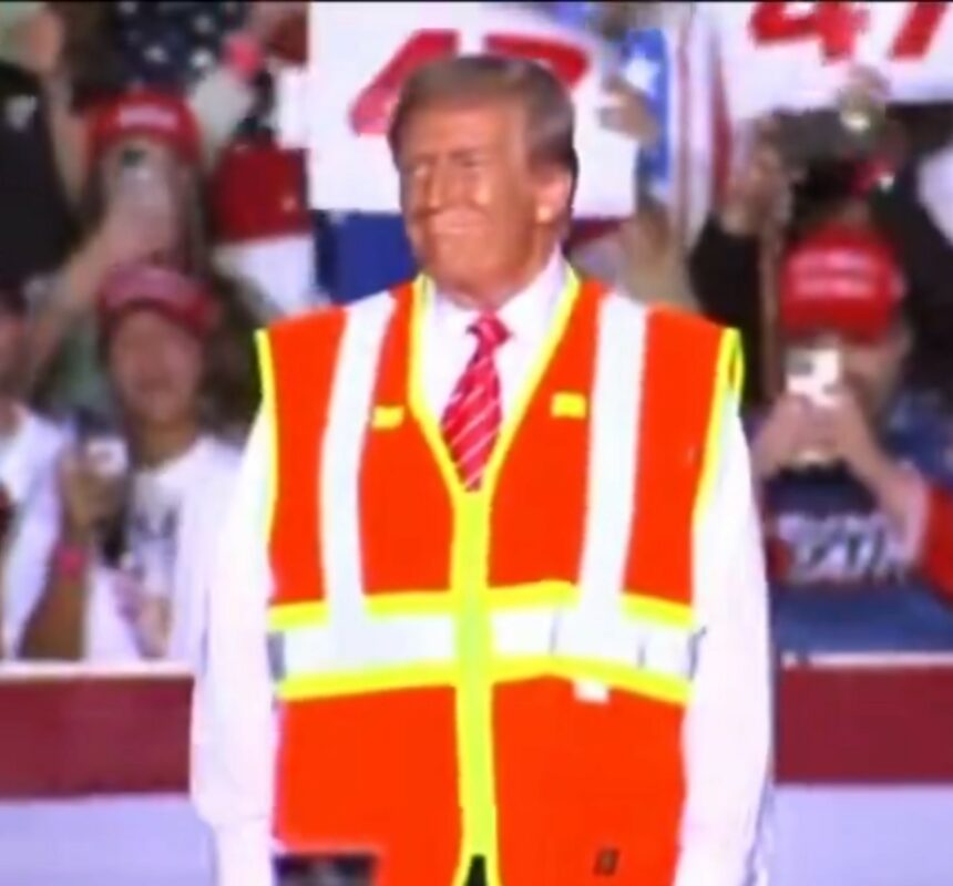 President Trump Rocks Garbage Man Attire at Rally, Winning Hearts and Laughs Pro
